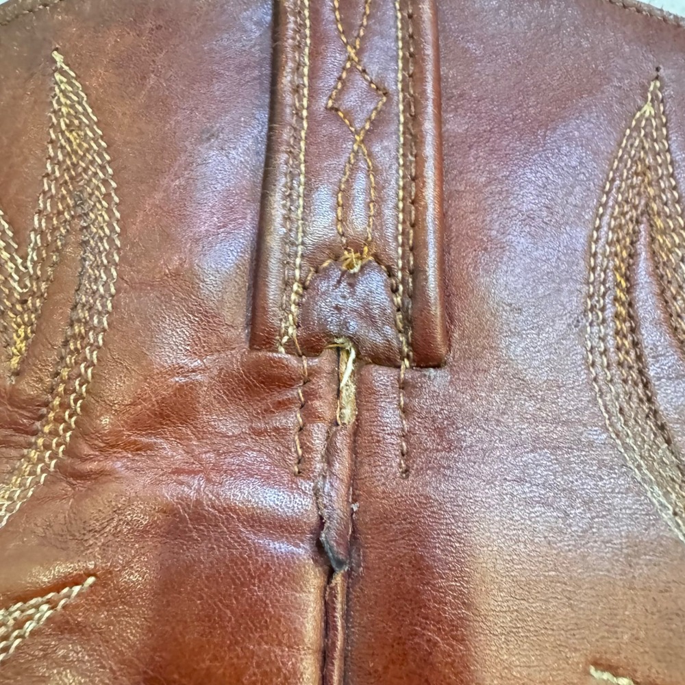 Dan Post Western Vintage Cowboy Boots Leather Red Brown Woman Size 11.5 EW 80's - Picture 13 of 16